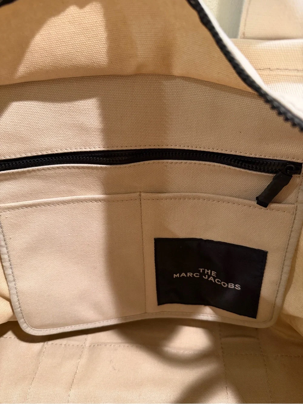 Marc Jacobs Large Cream Canvas Tote with Logo Patch